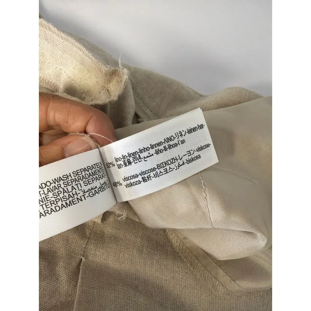 Zara women's linen blend crop pants M